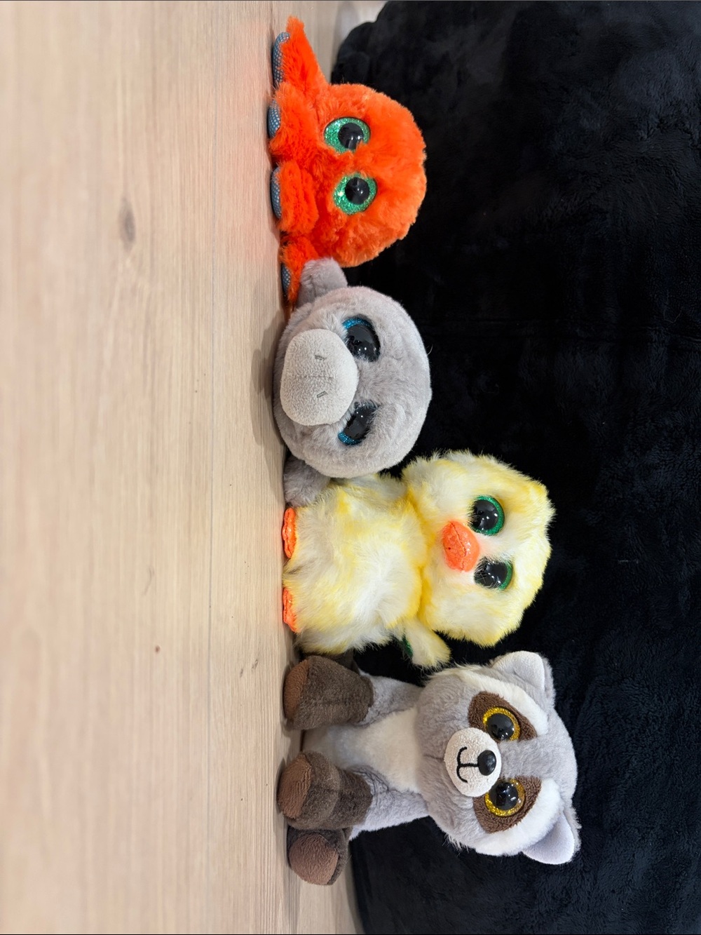 Set of 4 Small Plush Animals - Orange, Gray, Yellow, Brown